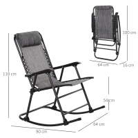 Outsunny Patio Rocking Lounge Chair Orbital Zero Gravity Seat Pool Chaise w/ Pillow Light Grey(m-3)