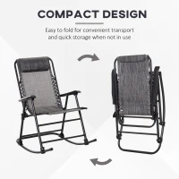 Outsunny Patio Rocking Lounge Chair Orbital Zero Gravity Seat Pool Chaise w/ Pillow Light Grey(m-4)
