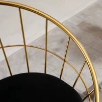 HOMCOM 2 pcs. Bar Stool Kitchen Stool with Backrest Plastic Pins for Kitchen Dining Metal Velvet Touch Polyester Fabric Foam Gold+Black 52.5 x 47 x 97 cm(m-8)