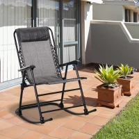 Outsunny Patio Rocking Lounge Chair Orbital Zero Gravity Seat Pool Chaise w/ Pillow Light Grey(m-2)