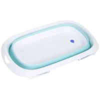 HOMCOM Faltbare Baby Badewanne Ergonomische Babywanne rutschfest klappbar Kunststoff Hellgrün 80 x 48 x 21 cm(m-7)