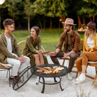 Outsunny misa paleniskowa kosz paleniskowy z ochroną przed iskrami ruszt do grilla grill ogrodowy 76 cm kolor czarny(m-10)