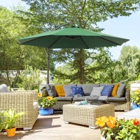 Outsunny 3 meter Cantilever Umbrella Garden Banana Parasol Patio Hanging Sun Shade Green(m-10)