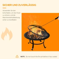 Outsunny misa paleniskowa kosz paleniskowy z ochroną przed iskrami ruszt do grilla grill ogrodowy 76 cm kolor czarny(m-5)