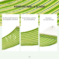 Outsunny Hangmat hangbed hangzetel hangend bed familie meerdere personen 210 kg 2 kleuren houten paal(m-5)