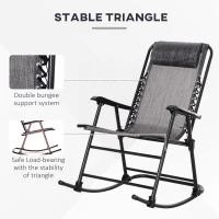 Outsunny Patio Rocking Lounge Chair Orbital Zero Gravity Seat Pool Chaise w/ Pillow Light Grey(m-6)