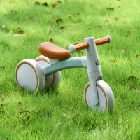HOMCOM Bicicleta sem Pedais para Crianças de 1-3 Anos Bicicleta de Equilíbrio com 3 Rodas Silenciosas Carro Andador de Bebé 60x24x37cm Marrom(m-11)