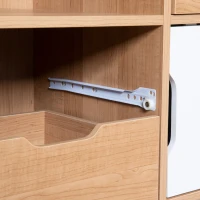 HOMCOM Buffet de salle à manger et cuisine Commode Meuble de Rangement sur Pieds avec 4 tiroirs Niche Placard Style scandinave Blanc Aspect Bois Clair(m-7)