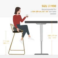 HOMCOM 2 pcs. Bar Stool Kitchen Stool with Backrest Plastic Pins for Kitchen Dining Metal Velvet Touch Polyester Fabric Foam Gold+Black 52.5 x 47 x 97 cm(m-7)