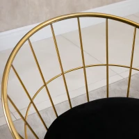 HOMCOM 2 pcs. Bar Stool Kitchen Stool with Backrest Plastic Pins for Kitchen Dining Metal Velvet Touch Polyester Fabric Foam Gold+Black 52.5 x 47 x 97 cm(m-10)