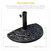Outsunny 9kg Resin Half Round Parasol Base Umbrella Stand Garden Outdoor Accessories - Adjustable Coupler Suitable Umbrella Rod: Φ3.8cm, Φ4.8cm(m-4)