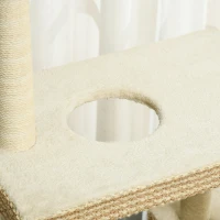 PawHut Katzenkratzbaum Katzenspielzeug Kletterbaum Sisal Polster Liegefläche Sisal samtartiges Polyester Beige+Kaffee 60 x 40 x 135 cm(m-7)