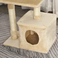 PawHut krabpaal met sisal krabpaal klimboom kattenmeubel krabplank met zacht pluche kattenspeelgoed stabiel E1 klasse spaanplaat beige 50 x 30 x 80 cm(m-8)