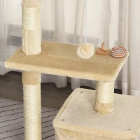 PawHut krabpaal met sisal krabpaal klimboom kattenmeubel krabplank met zacht pluche kattenspeelgoed stabiel E1 klasse spaanplaat beige 50 x 30 x 80 cm(m-9)