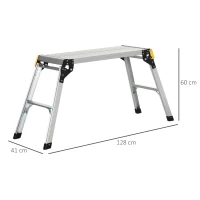 DURHAND Piattaforma di Lavoro Pieghevole per Lavori in Casa con 4 Piedi Protettivi, in Alluminio, 128x41x60 cm, Argento(m-3)