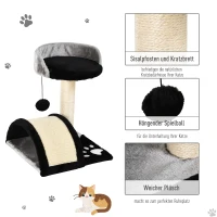 PawHut Kratzbaum Katzenbaum mit Spielbällen Katzenkratzbaum Sisalseil-Kratzstangen Schwarz 35,5 x 37 x 46 cm(m-5)