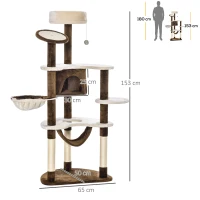 PawHut Krabpaal kattenboom krabpaal voor katten kat klimboom sisal pilaren(m-3)