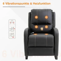 HOMCOM Massagesessel TV-Sessel elektrisch Relaxsessel Fernsehsessel Heizfunktion Wohnzimmer 165°-Neigung Kunstleder Metall Schwarz 70 x 88 x 100 cm(m-6)