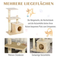 PawHut krabpaal met sisal krabpaal klimboom kattenmeubel krabplank met zacht pluche kattenspeelgoed stabiel E1 klasse spaanplaat beige 50 x 30 x 80 cm(m-6)