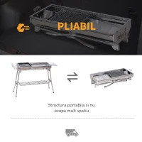 Outsunny Barbecue pe Carbune Pliabil Portabil in Otel 104x33x70cm(m-4)