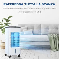 HOMCOM Raffrescatore Evaporativo 3 in1 con Ghiaccio e Umidificatore, 3 Velocità 3 Modalità, Telecomando e Timer, Bianco(m-4)