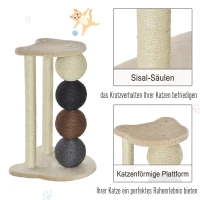 PawHut krabboom krabpaal met 2 sisalpalen & 4 sisalballen platform E1 spaanplaat(m-4)