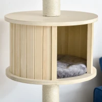 PawHut Kratzbaum Katzenbaum Deckenhoch Kletterbaum mit holz Katzenhöhle Sisal Plüsch höhenverstellbar Grau 50 x 50 x 232-252 cm(m-8)