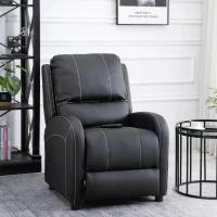 HOMCOM Massagesessel TV-Sessel elektrisch Relaxsessel Fernsehsessel Heizfunktion Wohnzimmer 165°-Neigung Kunstleder Metall Schwarz 70 x 88 x 100 cm(m-10)