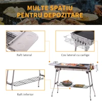 Outsunny Barbecue pe Carbune Pliabil Portabil in Otel 104x33x70cm(m-6)
