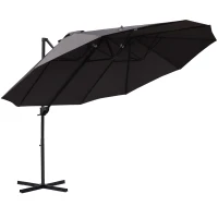 Parasol z korbką podwójny parasol parasol ogrodowy ochrona przeciwsłoneczna metal szary(m-1)