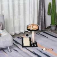 PawHut krabboom met speelballen, krabpaal voor katten, krabpaal met sisal, zwart + grijs, 36 x 36 x 44 cm 36 x 36 x 44 | Aosom.nl(m-2)