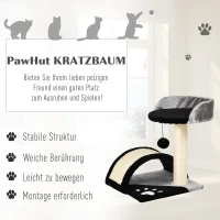 PawHut Kratzbaum Katzenbaum mit Spielbällen Katzenkratzbaum Sisalseil-Kratzstangen Schwarz 35,5 x 37 x 46 cm(m-4)