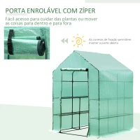Outsunny Estufa de Jardim Estufa para Plantas com Prateleiras 143x143x195cm Estrutura de Aço Jardinagem Verde(m-5)