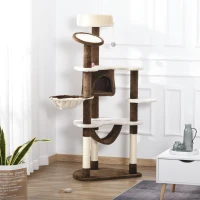 PawHut Krabpaal kattenboom krabpaal voor katten kat klimboom sisal pilaren(m-10)