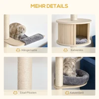 PawHut Kratzbaum Katzenbaum Deckenhoch Kletterbaum mit holz Katzenhöhle Sisal Plüsch höhenverstellbar Grau 50 x 50 x 232-252 cm(m-6)