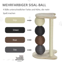 PawHut krabboom krabpaal met 2 sisalpalen & 4 sisalballen platform E1 spaanplaat(m-5)