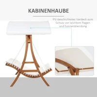 Outsunny Hollywoodliege für 2 Personen Doppelliege Doppel-Sonnenliege mit Dach mit Sonnendach Gartenliege Relaxliege Kiefernholz Natur 189,5 x 162  x 216  cm(m-4)
