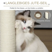 PawHut Kratzbaum mit abziehbarer Abdeckung Katzenhöhle Katzenbaum Kletterbaum für Katzen E1 MDFLeinen Jute Braun+Grau+Weiß 65 x 53 x 87 cm(m-6)
