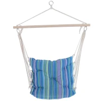 Outsunny Hamac Scaun Suspendat Captusit cu Funii si Schelet din Lemn si Bumbac cu Dungi(m-12)