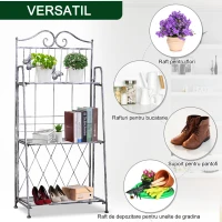 Outsunny Rafturi pentru ghiveci cu 3 nivele pentru Gradina Balcon Intern, Gri Argintiu, 44 x 25 x96cm(m-4)