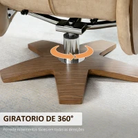 HOMCOM Poltrona Relax com Apoio para os Pés Poltrona Reclinável até 135° e Giratória 360° com Encosto Ajustável 78x83x103cm Bege(m-7)