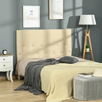 HOMCOM Tête de lit capitonnée - tête de lit rembourrée - dim. 150L x 120H cm - épaisseur 7 cm - MDF Coton Polyester Beige(m-10)