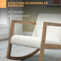 HOMCOM Poltrona Baloiço Estofada em Tecido Borreguito com Assento Acolchoado e Apoio para os Braços 60x81x71cm Creme(m-6)