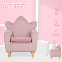 HOMCOM Poltrona Infantil Mini Sofá para Crianças Acima de 3 Anos com Assento Acolchoado Apoio para os Braços 45kg 50x42x58cm Rosa(m-6)