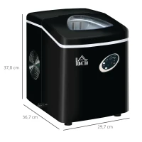 HOMCOM Eiswürfelmaschine 15kg/24h, 1,9L Eiswürfelbereiter, 3,2 L Wassertank, 161 Watt, Schwarz + Silber(m-3)