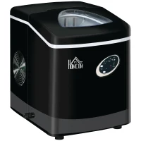 HOMCOM Eiswürfelmaschine 15kg/24h, 1,9L Eiswürfelbereiter, 3,2 L Wassertank, 161 Watt, Schwarz + Silber(m-1)