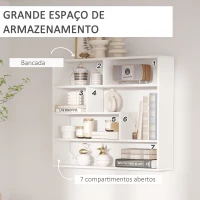HOMCOM Estante de Parede de 4 Níveis com 7 Compartimentos Abertos para Sala de Estar Escritório Estilo Moderno 94x19,5x80cm Branco(m-6)