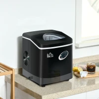 HOMCOM Eiswürfelmaschine 15kg/24h, 1,9L Eiswürfelbereiter, 3,2 L Wassertank, 161 Watt, Schwarz + Silber(m-10)