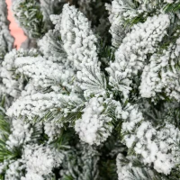 HOMCOM Árvore de Natal Artificial 225 cm com Neve Ignífugo com 1300 Ramos Folhas de PVC Base Dobrável Verde(m-9)