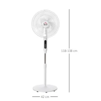 HOMCOM Ventilateur sur pied Ø 42 cm hauteur réglable oscillant silencieux 50 W avec télécommande minuterie 3 modes 3 vitesses blanc(m-3)